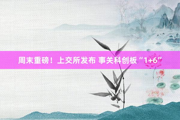 周末重磅！上交所发布 事关科创板“1+6”