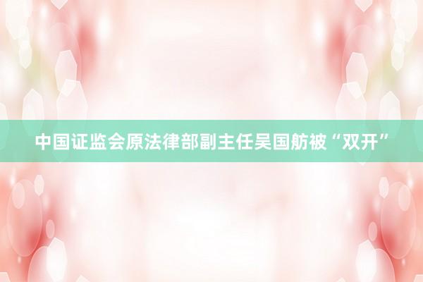 中国证监会原法律部副主任吴国舫被“双开”