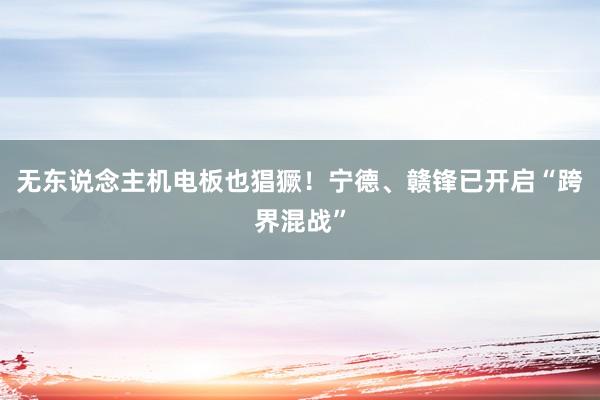 无东说念主机电板也猖獗！宁德、赣锋已开启“跨界混战”