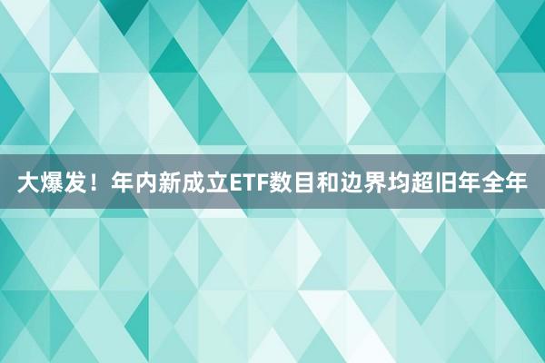大爆发！年内新成立ETF数目和边界均超旧年全年