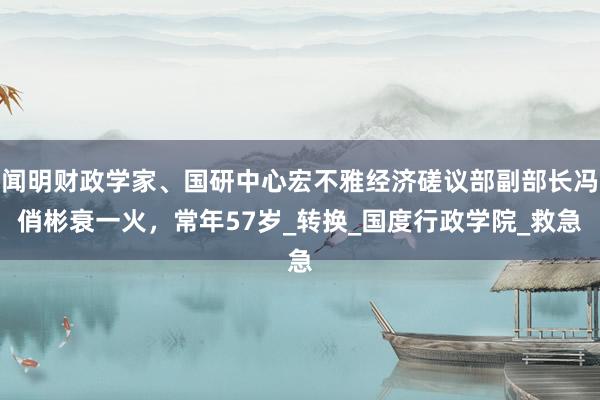 闻明财政学家、国研中心宏不雅经济磋议部副部长冯俏彬衰一火，常年57岁_转换_国度行政学院_救急