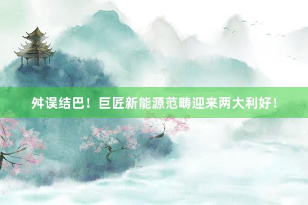 舛误结巴！巨匠新能源范畴迎来两大利好！