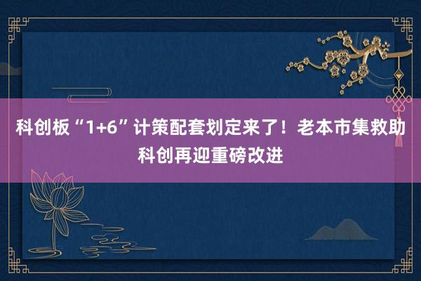 科创板“1+6”计策配套划定来了！老本市集救助科创再迎重磅改进