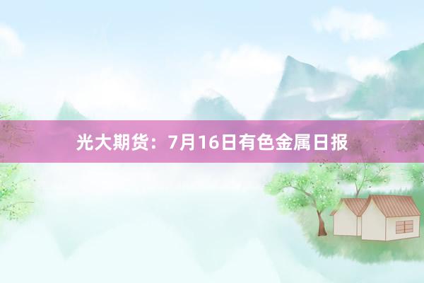 光大期货：7月16日有色金属日报