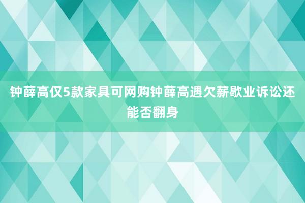 钟薛高仅5款家具可网购钟薛高遇欠薪歇业诉讼还能否翻身