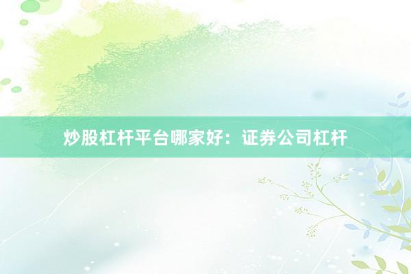 炒股杠杆平台哪家好：证券公司杠杆
