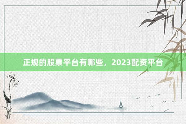 正规的股票平台有哪些，2023配资平台