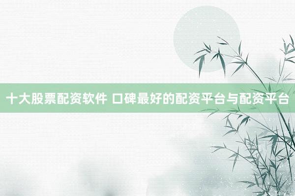 十大股票配资软件 口碑最好的配资平台与配资平台