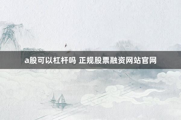 a股可以杠杆吗 正规股票融资网站官网