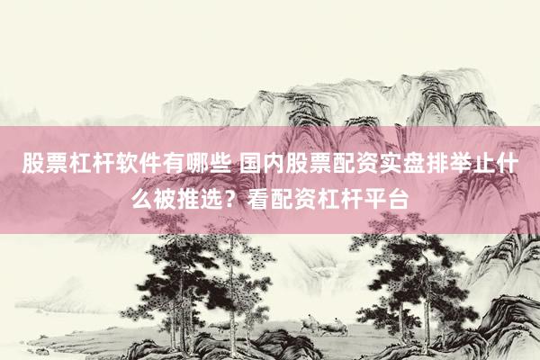 股票杠杆软件有哪些 国内股票配资实盘排举止什么被推选？看配资杠杆平台