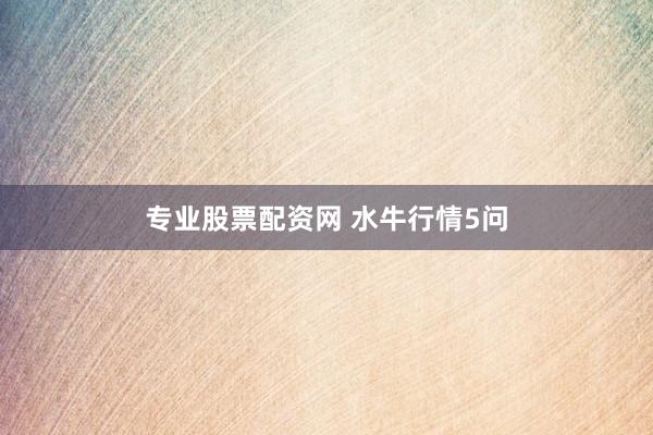 专业股票配资网 水牛行情5问