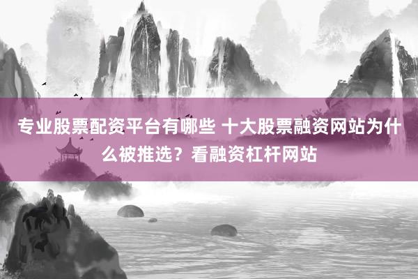 专业股票配资平台有哪些 十大股票融资网站为什么被推选？看融资杠杆网站