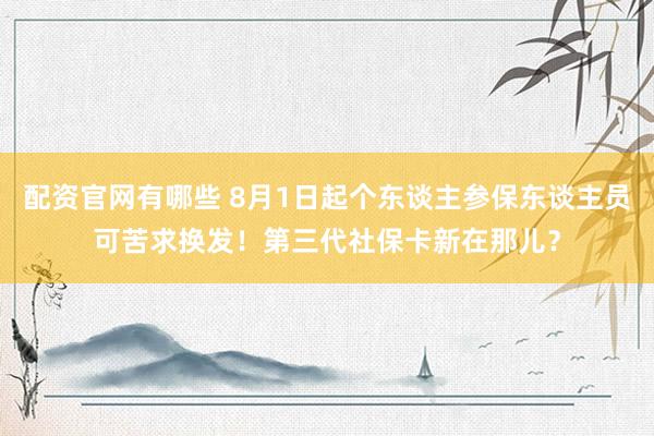 配资官网有哪些 8月1日起个东谈主参保东谈主员可苦求换发！第三代社保卡新在那儿？