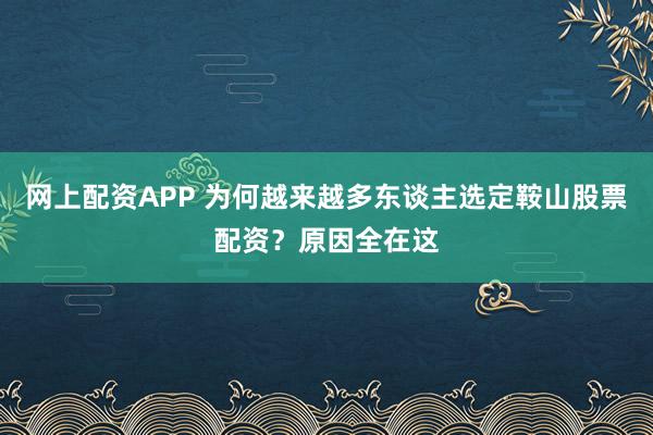 网上配资APP 为何越来越多东谈主选定鞍山股票配资？原因全在这