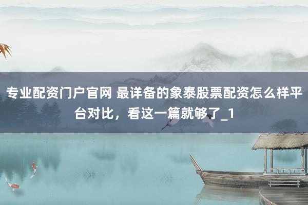 专业配资门户官网 最详备的象泰股票配资怎么样平台对比，看这一篇就够了_1