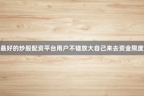 最好的炒股配资平台用户不错放大自己来去资金限度