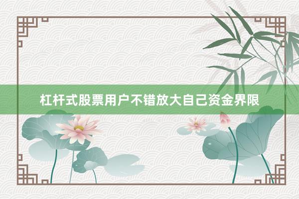杠杆式股票用户不错放大自己资金界限