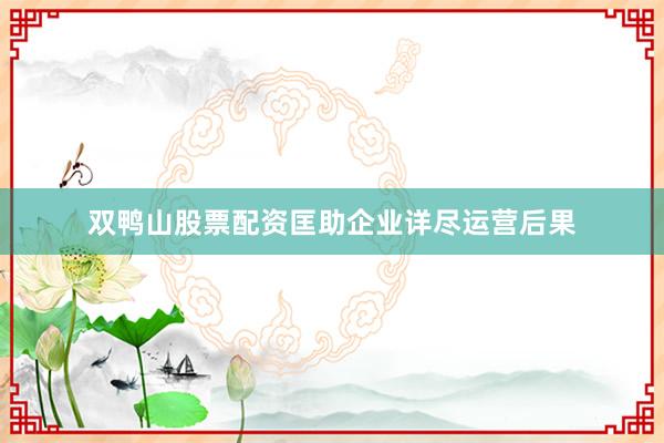 双鸭山股票配资匡助企业详尽运营后果