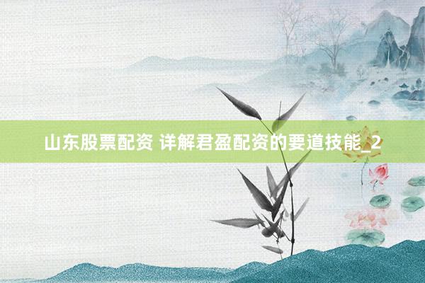 山东股票配资 详解君盈配资的要道技能_2