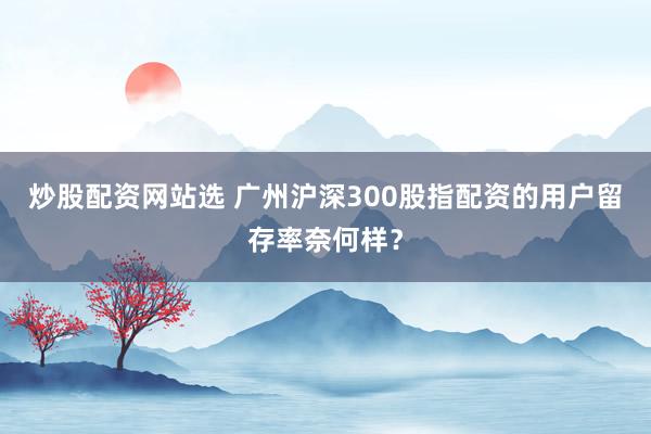 炒股配资网站选 广州沪深300股指配资的用户留存率奈何样？