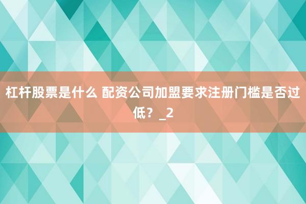 杠杆股票是什么 配资公司加盟要求注册门槛是否过低?_2