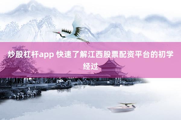 炒股杠杆app 快速了解江西股票配资平台的初学经过