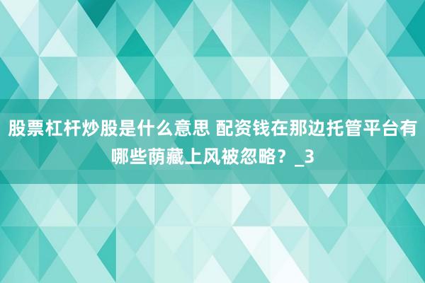 股票杠杆炒股是什么意思 配资钱在那边托管平台有哪些荫藏上风被忽略？_3